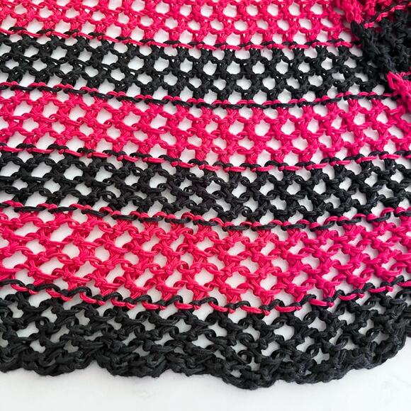 Zara  Studio Red Black Linen Maxi Long Knit Crochet Dress Sz M - Picture 16 of 16